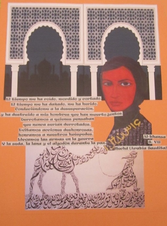 Collage de Mª Jesús Mandianes sobre una poesía de Al-khansa